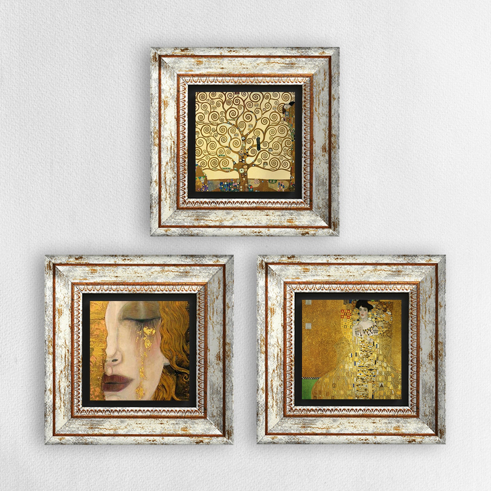 Gustav Klimt Masterpiece Trio Vintage Stone Wall Art | Artistry Home