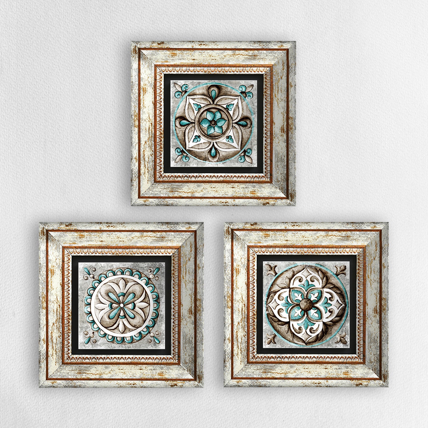 Mosaic Leaves Trio Natural Stone Wall Art | Artistry Home