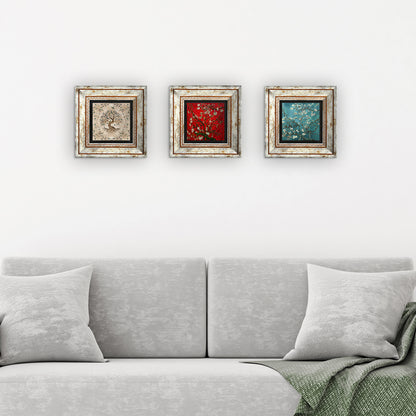 Tree Of Life Almond Tree Trio Stone Wall Art - 3 Frames with Sofa | Artistry Home