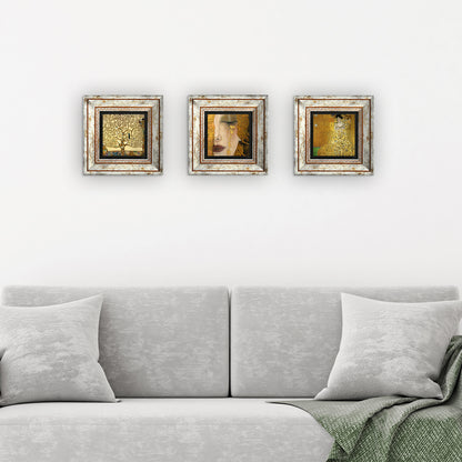 Gustav Klimt Masterpiece Trio Vintage Stone Wall Art - 3 Frames with Sofa | Artistry Home