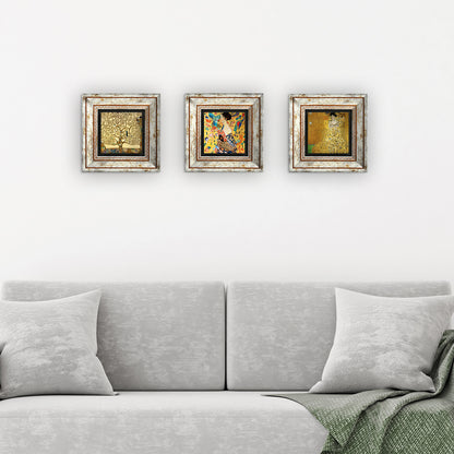 Gustav Klimt Trio Vintage Stone Wall Art - 3 Frames with Sofa | Artistry Home