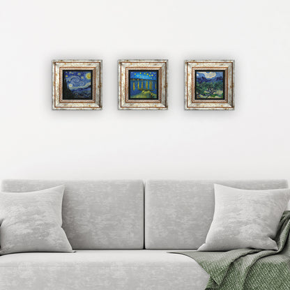 Van Gogh Trio Vintage Stone Wall Art - 3 Frames with Sofa | Artistry Home