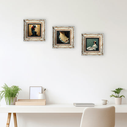 Victorian Era Trio Vintage Stone Wall Art - Frames with Table | Artistry Home