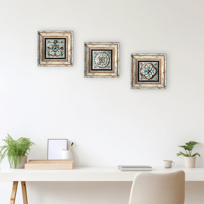 Mosaic Leaves Trio Natural Stone Wall Art - Frames with Table | Artistry Home