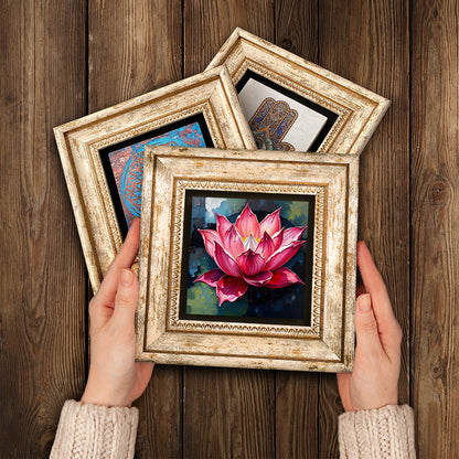 Lotus Flower Trio Vintage Stone Wall Art - Handheld Frames | Artistry Home