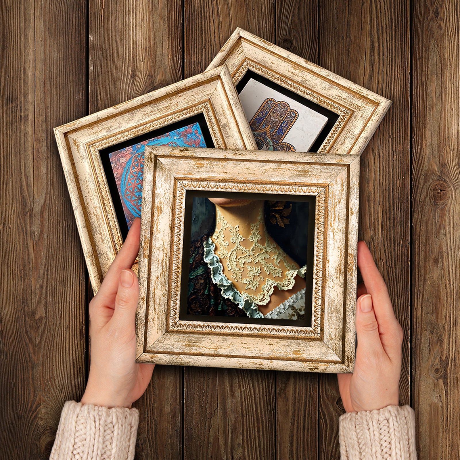 Victorian Era Trio Vintage Stone Wall Art - Handheld Frames | Artistry Home