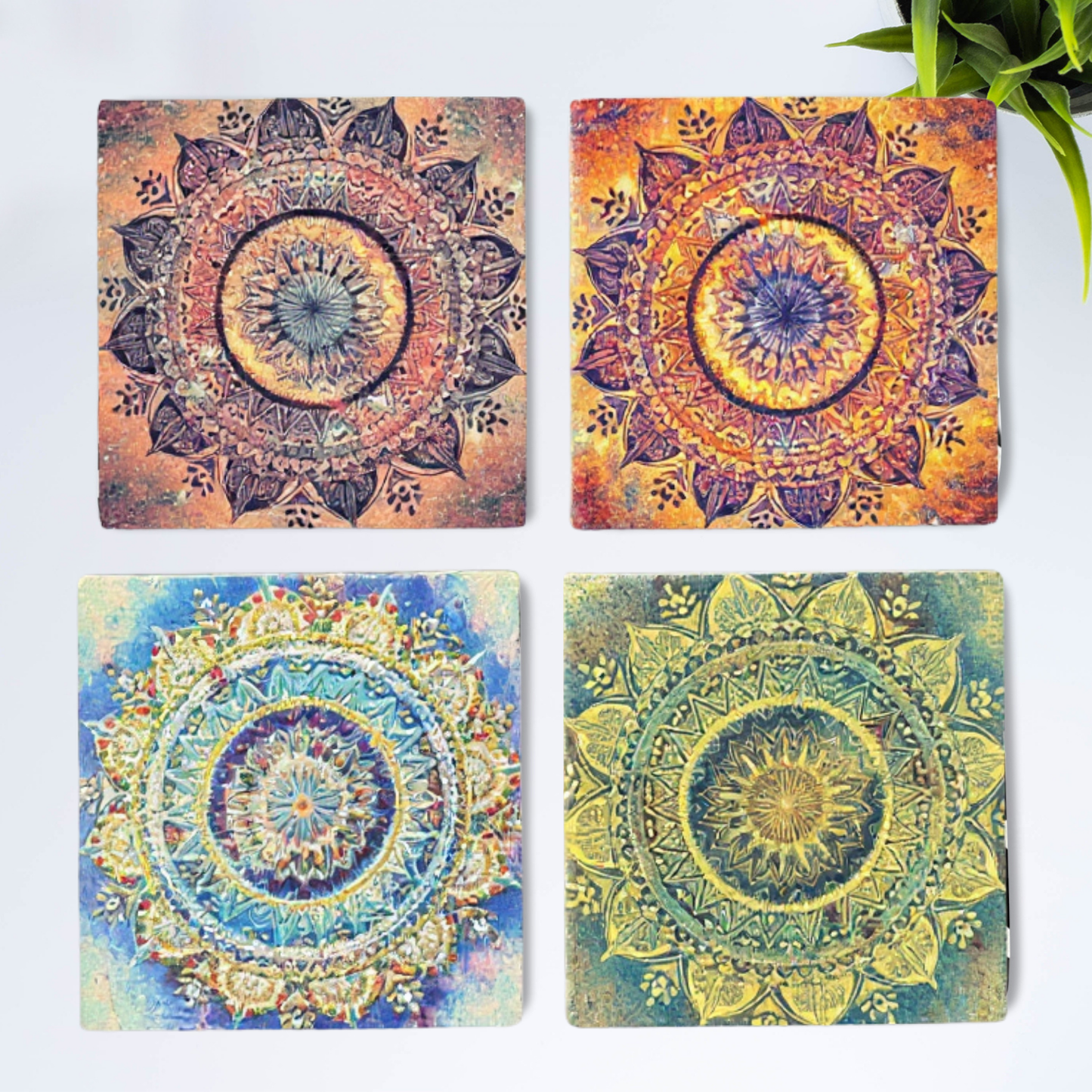 Mandala Stone Coaster Set