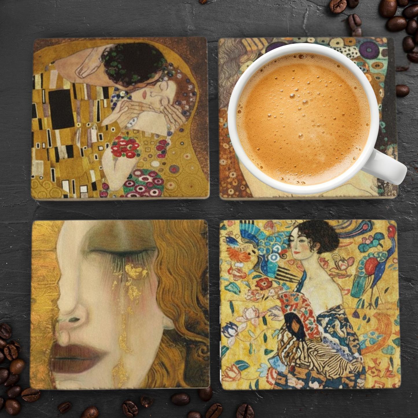 Gustav Klimt Stone Coaster Set