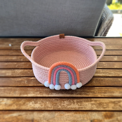 Rainbow Pink Cotton Rope Basket