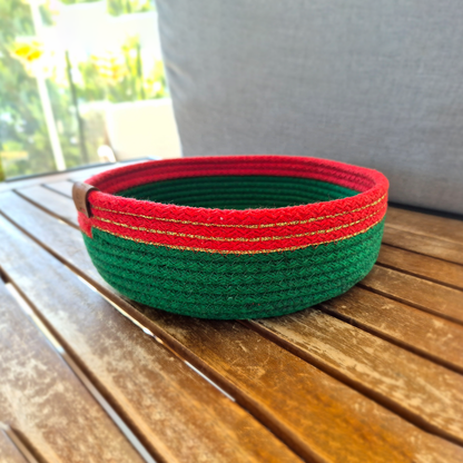 Red Green Cotton Rope Basket