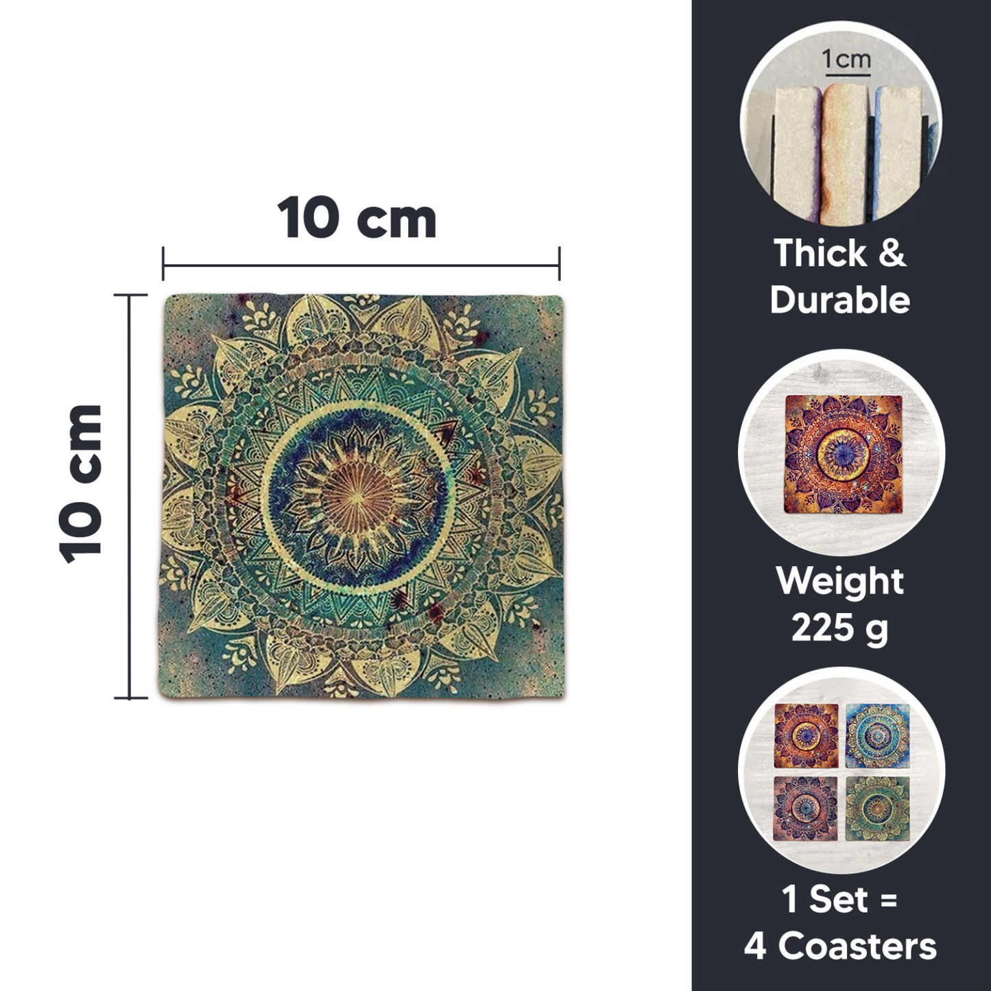 Mandala Stone Coaster Set
