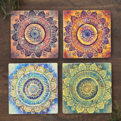 Mandala Stone Coaster Set