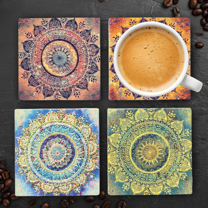 Mandala Stone Coaster Set