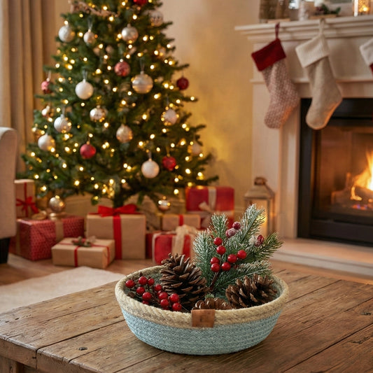 Mint Brown Cotton Rope Basket