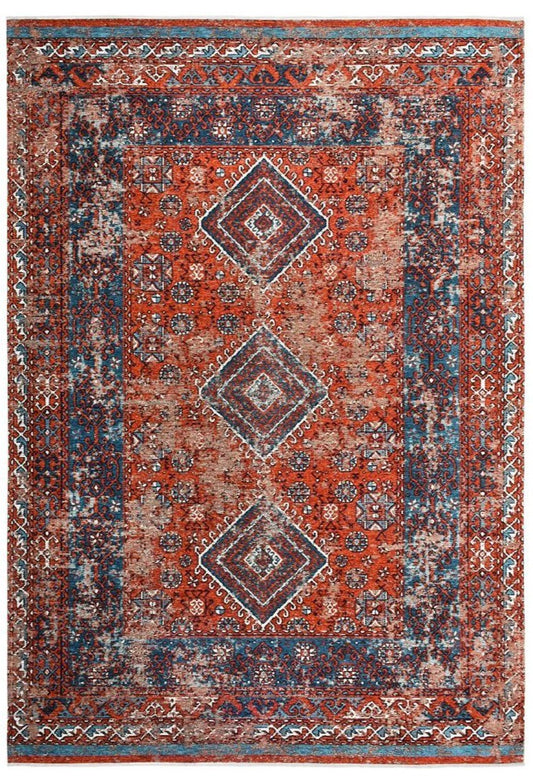 Anatolian Distressed Red Medallion Washable Non-Slip Area Rug