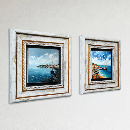 Coastal Towns Duo Vintage Stone Wall Art Set
