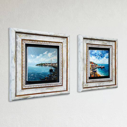 Coastal Towns Duo Vintage Stone Wall Art Set