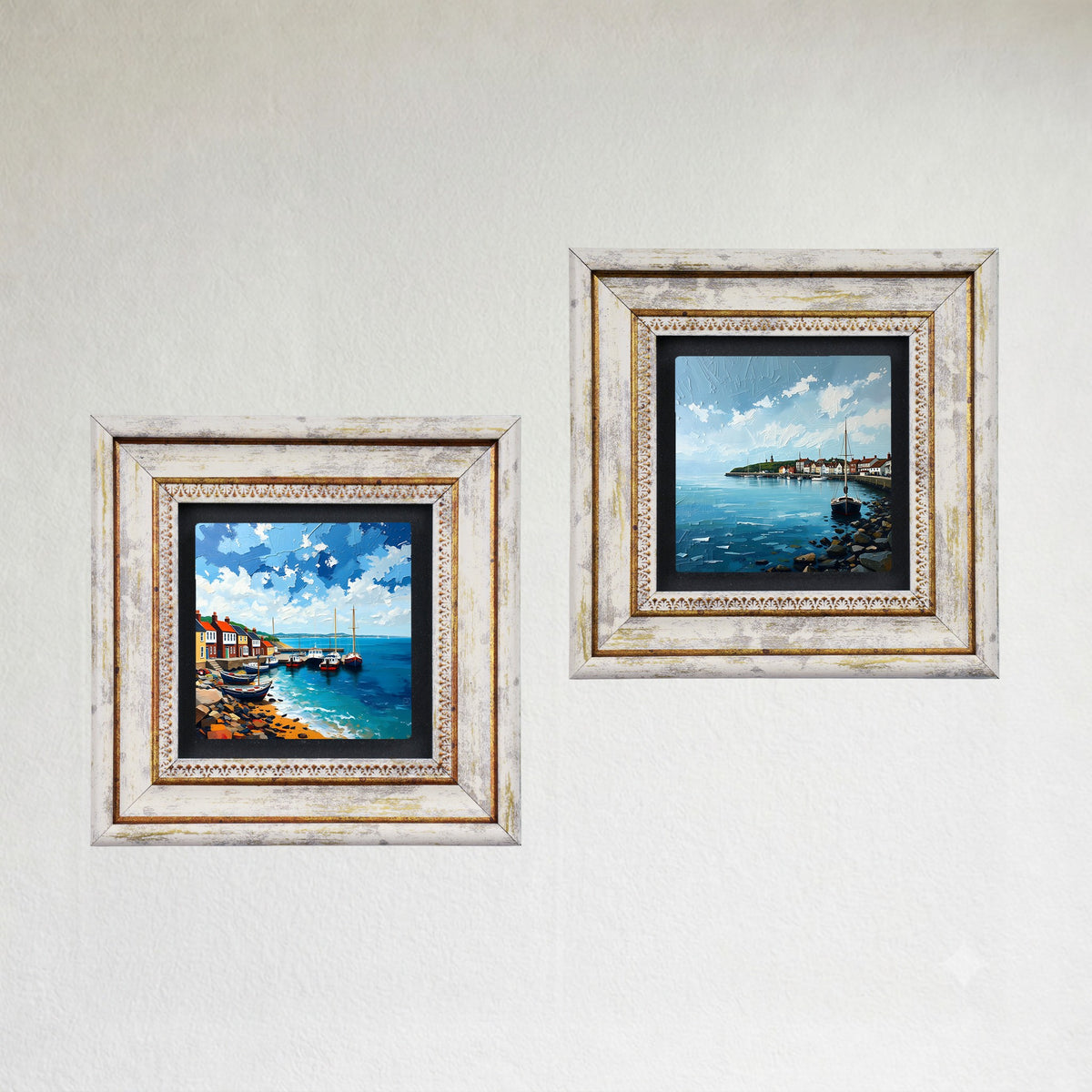 Coastal Towns Duo Vintage Stone Wall Art Set