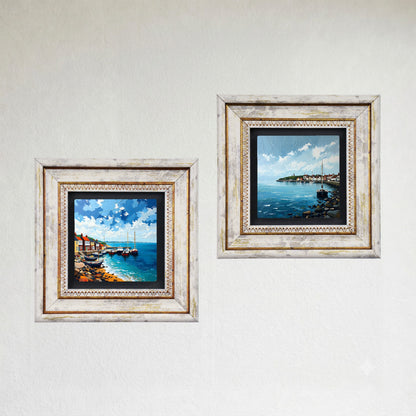 Coastal Towns Duo Vintage Stone Wall Art Set