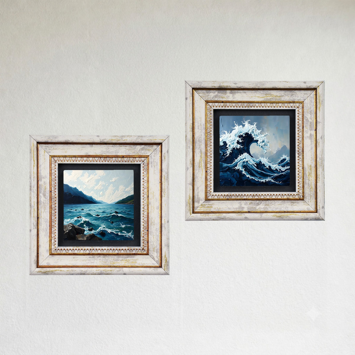 Waves Duo Vintage Stone Wall Art Set