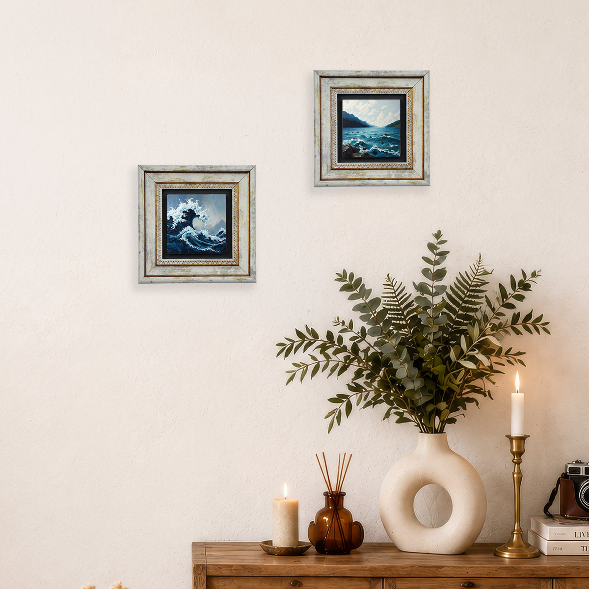 Waves Duo Vintage Stone Wall Art Set