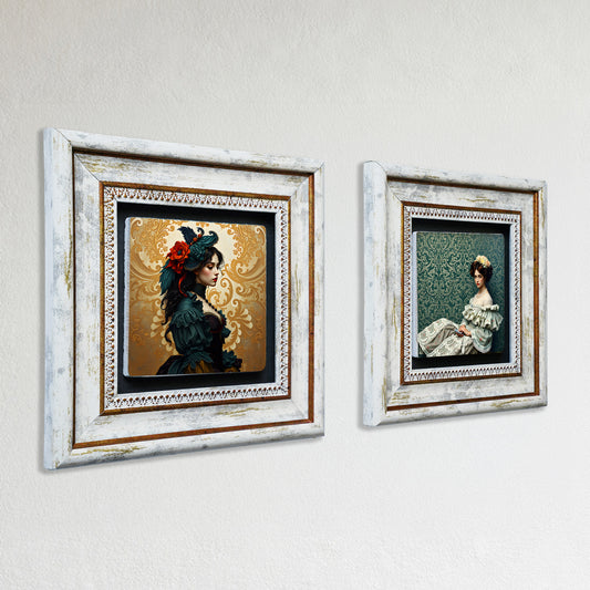 Victorian Era Duo Vintage Stone Wall Art Set
