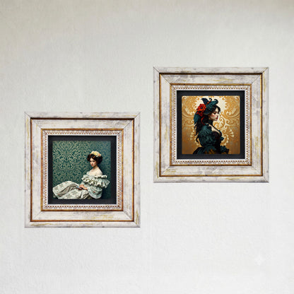 Victorian Era Duo Vintage Stone Wall Art Set