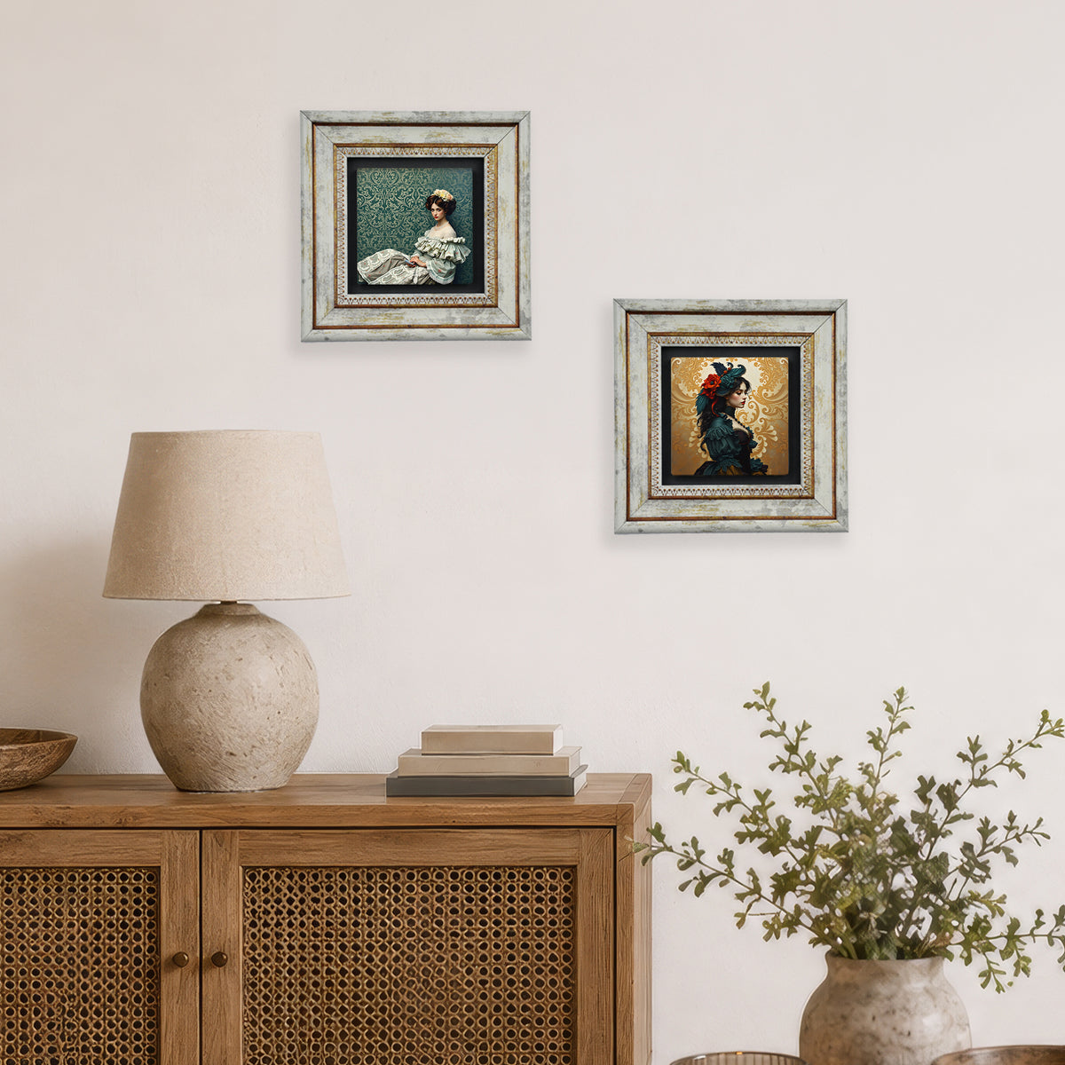 Victorian Era Duo Vintage Stone Wall Art Set
