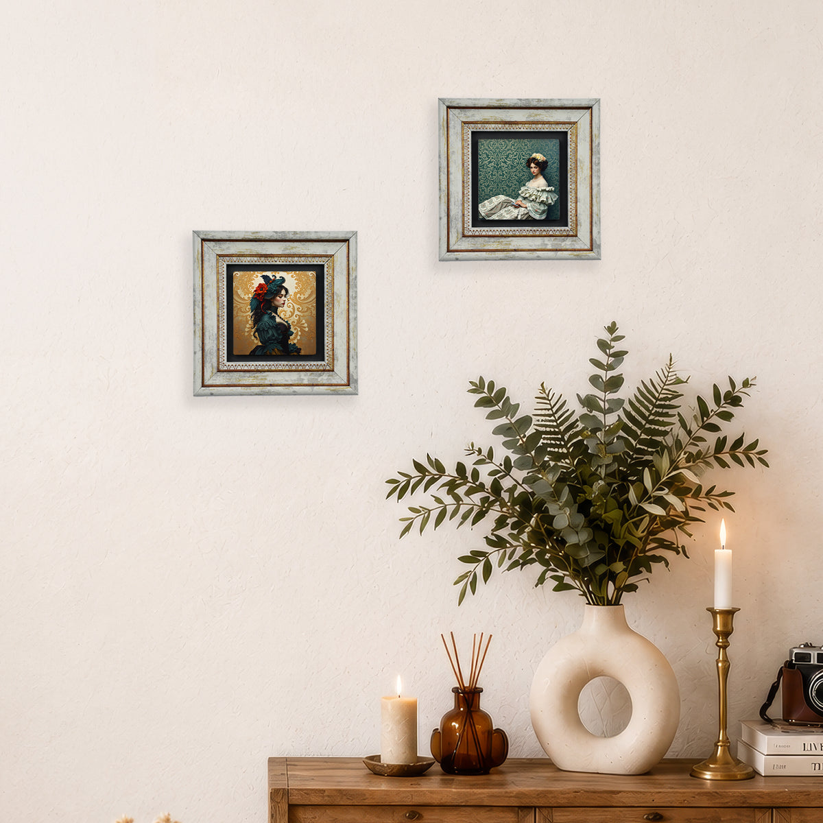 Victorian Era Duo Vintage Stone Wall Art Set