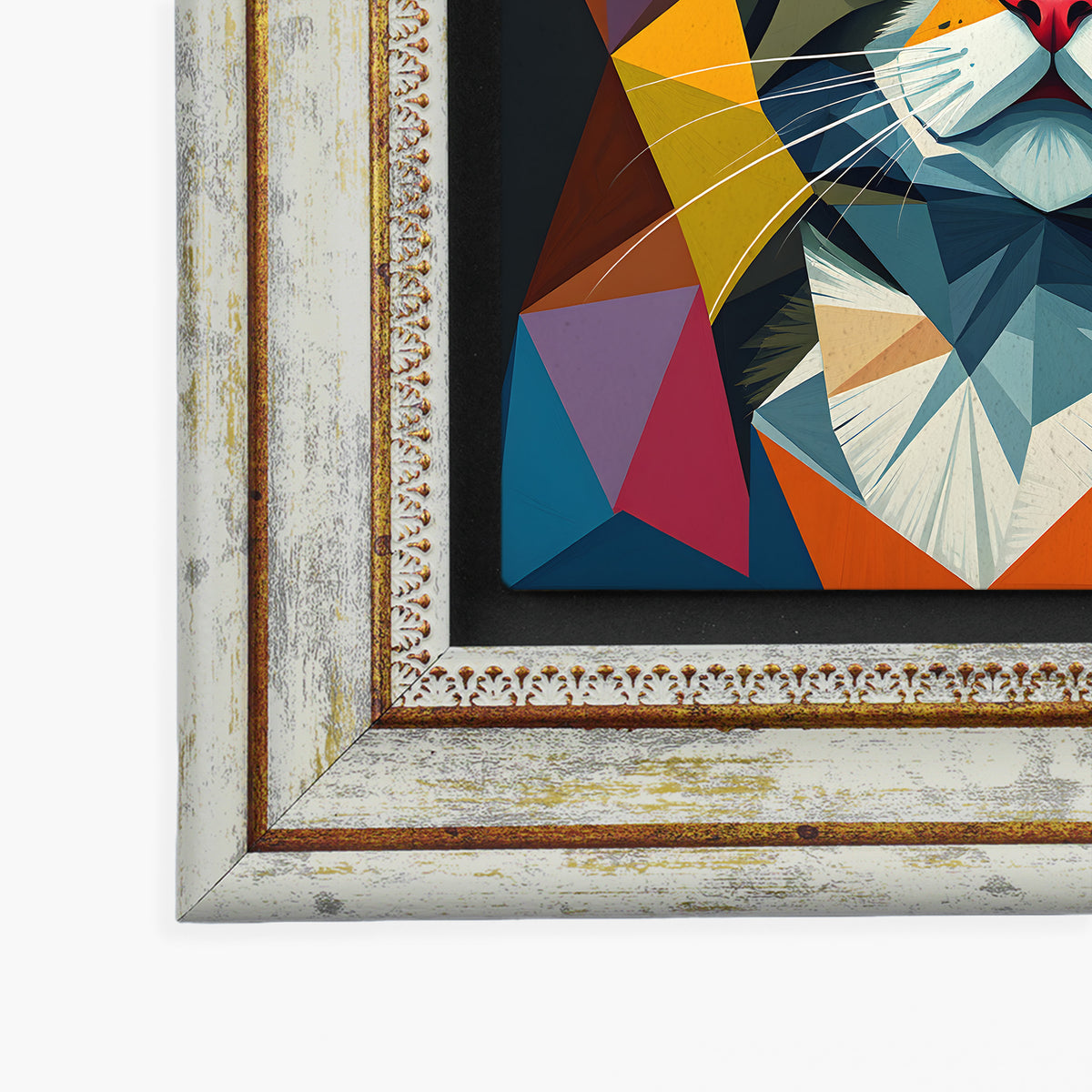 Geometry Cats Duo Vintage Stone Wall Art Set