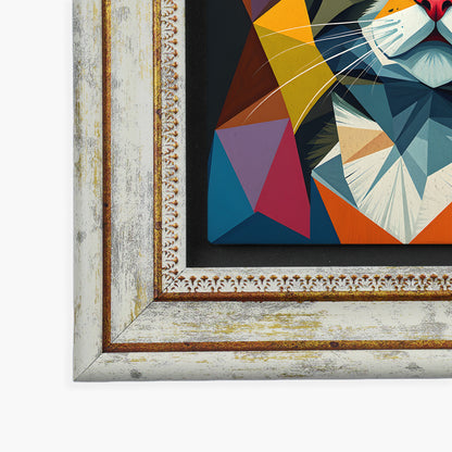 Geometry Cats Duo Vintage Stone Wall Art Set