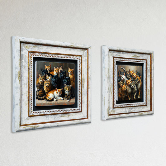 Gang of Cats Duo Vintage Stone Wall Art Set