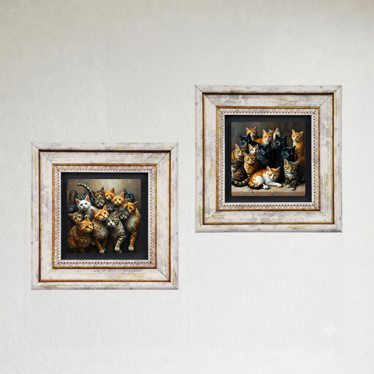 Gang of Cats Duo Vintage Stone Wall Art Set