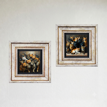 Gang of Cats Duo Vintage Stone Wall Art Set
