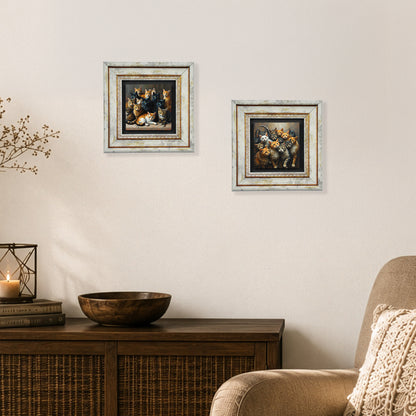 Gang of Cats Duo Vintage Stone Wall Art Set
