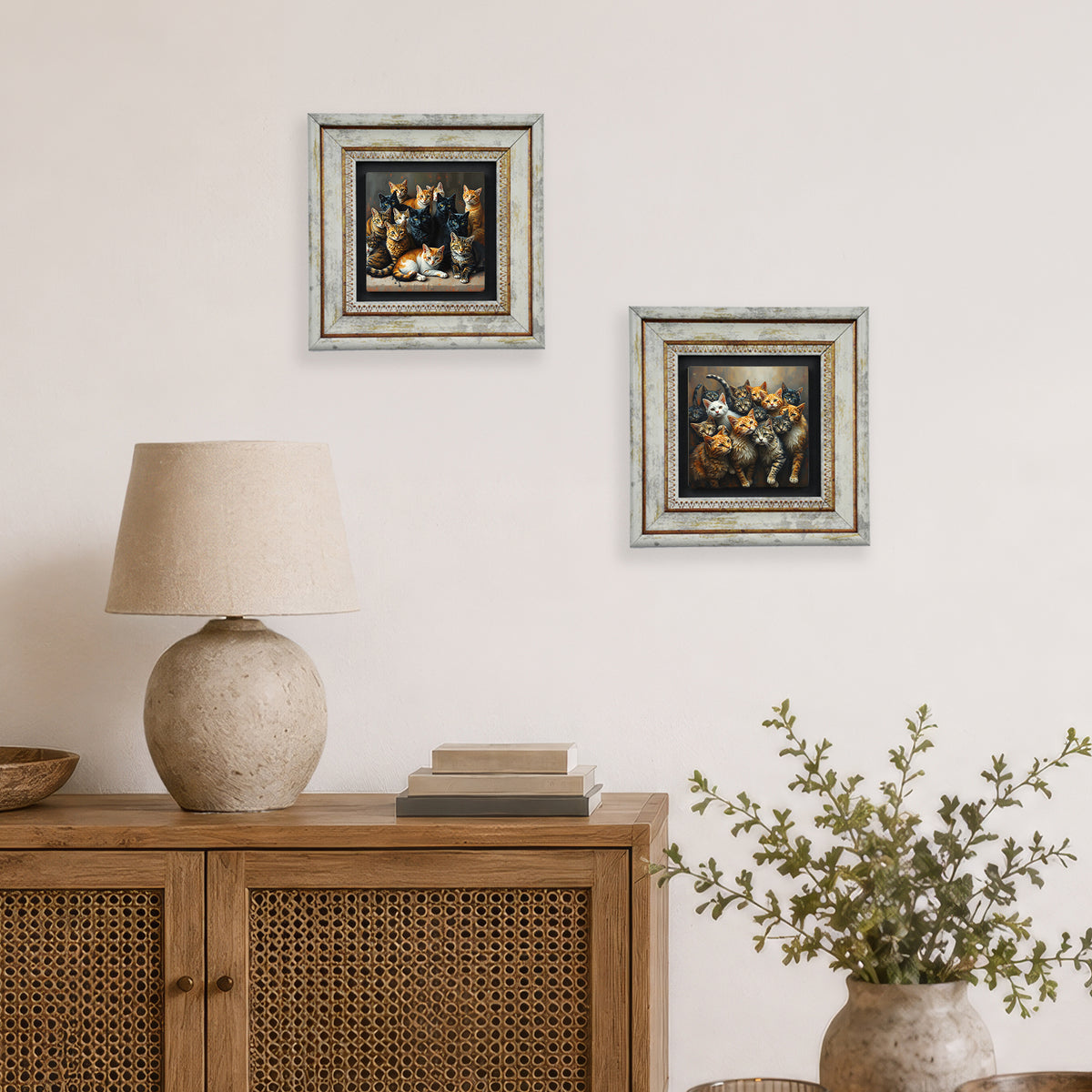 Gang of Cats Duo Vintage Stone Wall Art Set