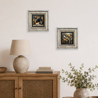Gang of Cats Duo Vintage Stone Wall Art Set