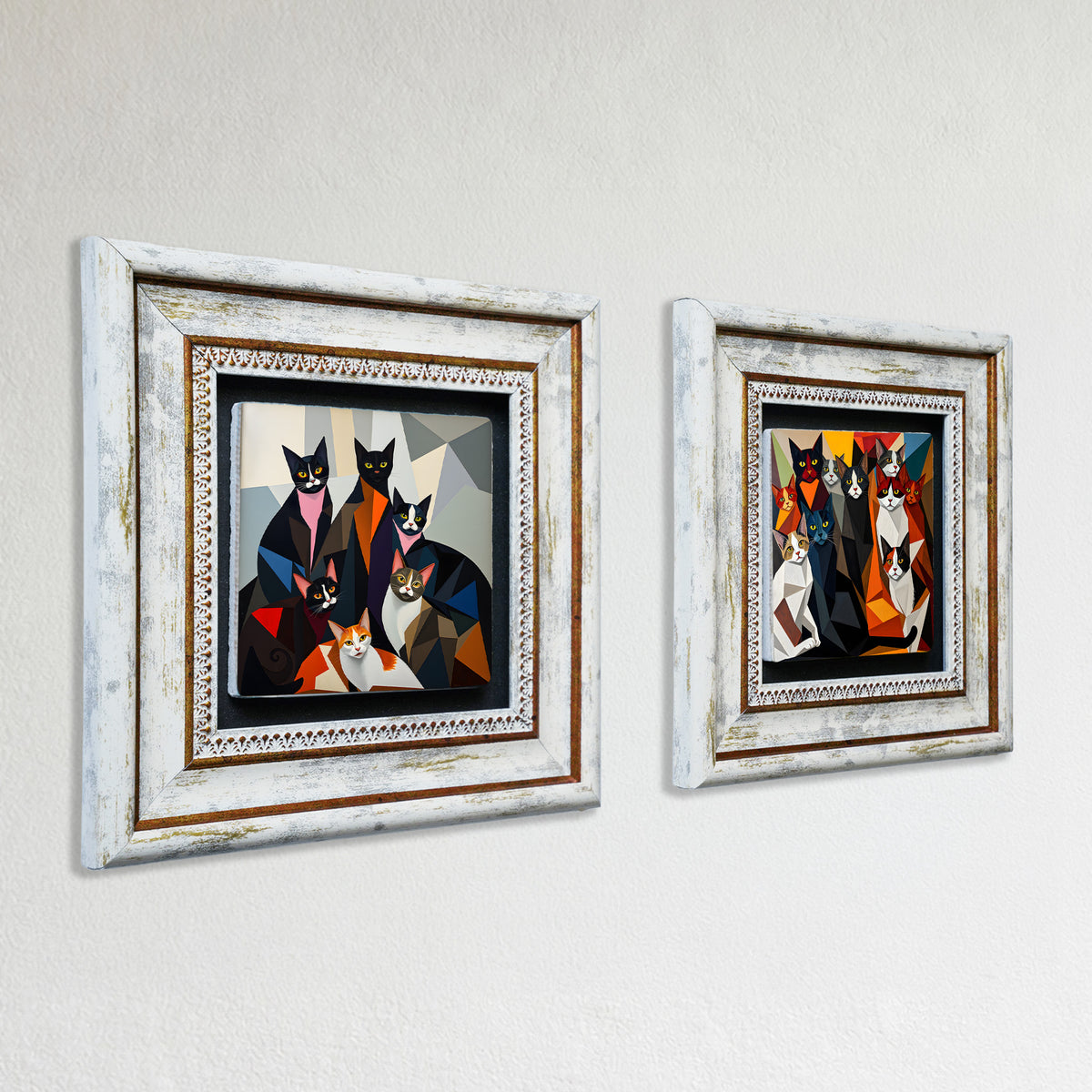 The Cat Gang Duo Vintage Stone Wall Art Set