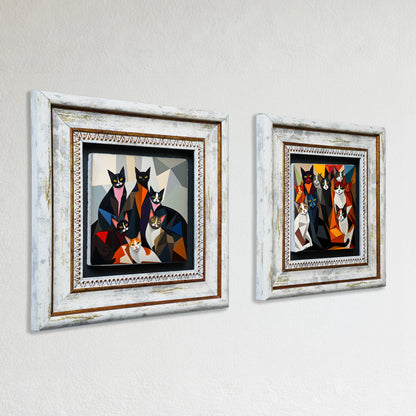 The Cat Gang Duo Vintage Stone Wall Art Set