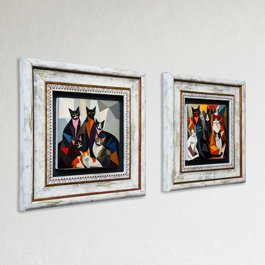 The Cat Gang Duo Vintage Stone Wall Art Set