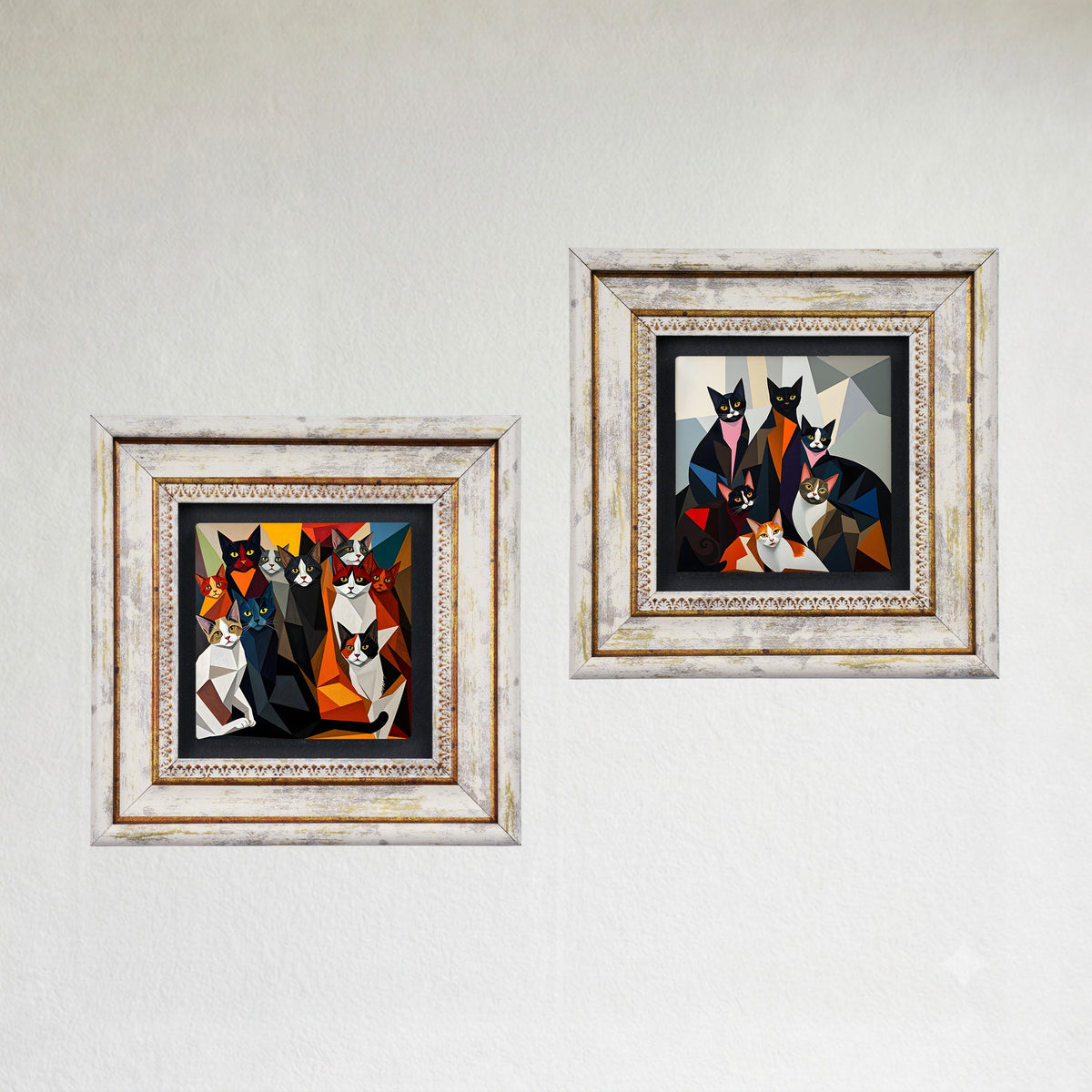 The Cat Gang Duo Vintage Stone Wall Art Set