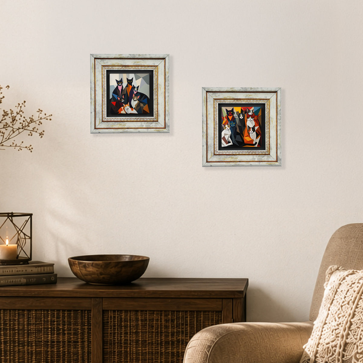 The Cat Gang Duo Vintage Stone Wall Art Set