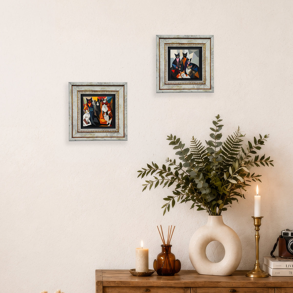 The Cat Gang Duo Vintage Stone Wall Art Set
