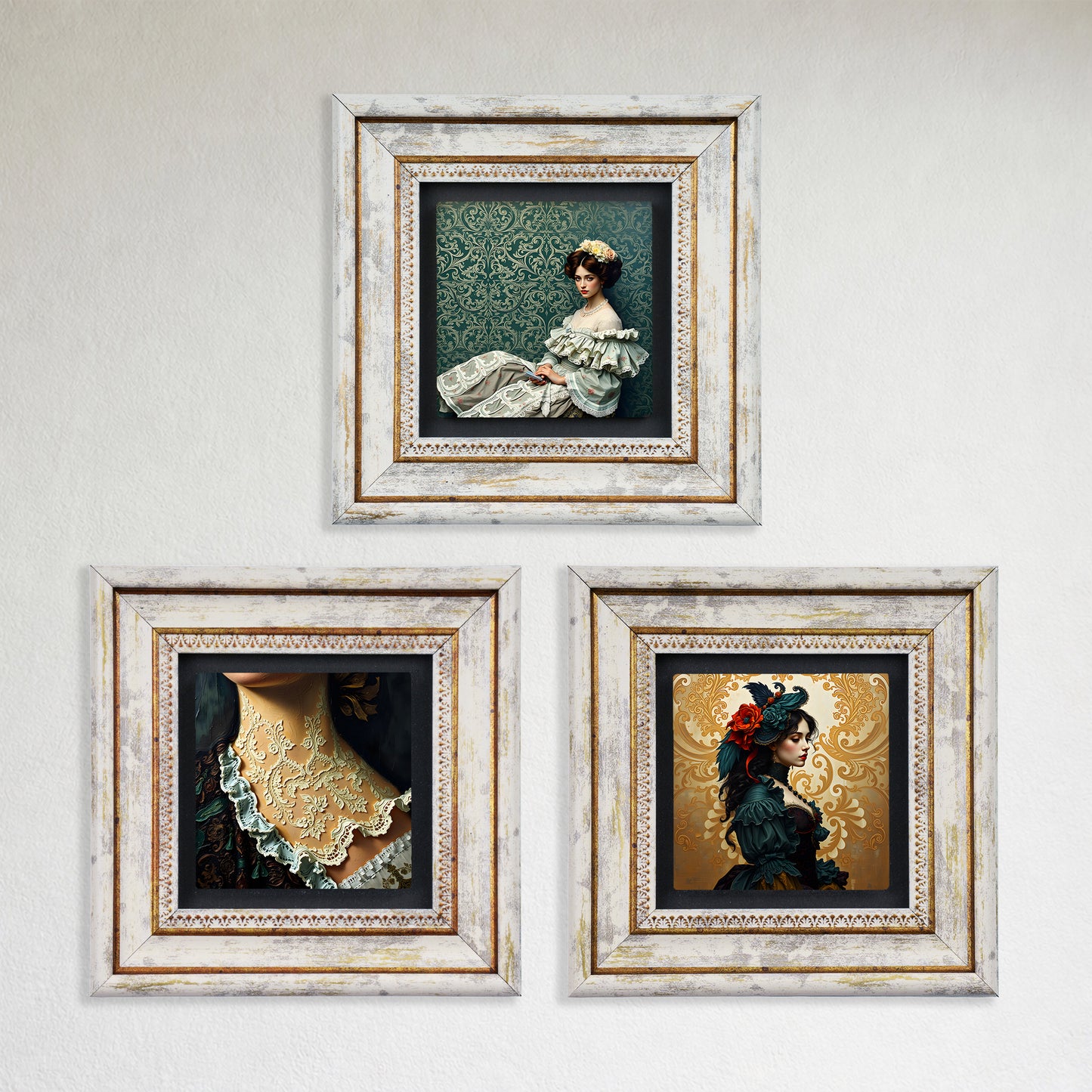 Victorian Era Trio Vintage Framed Wall Art