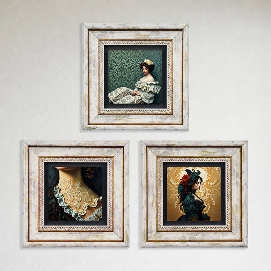 Victorian Era Trio Vintage Framed Wall Art