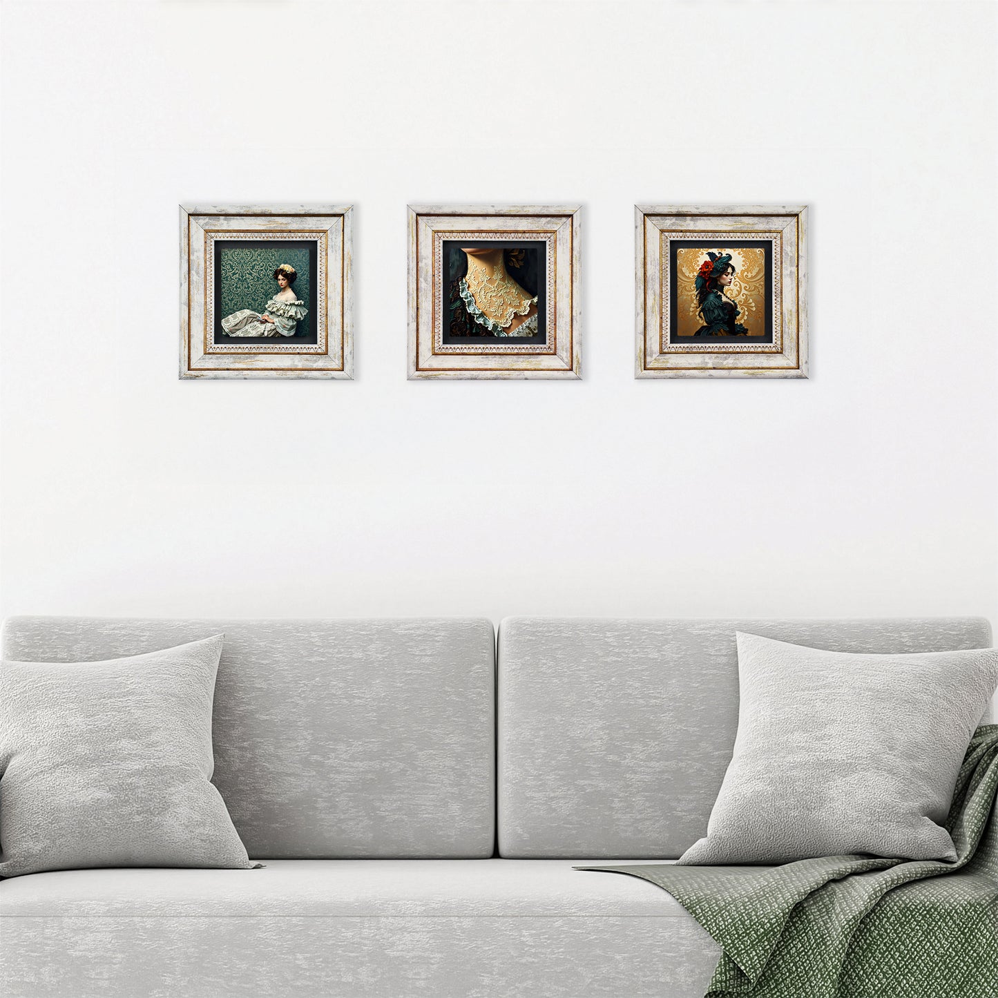 Victorian Era Trio Vintage Framed Wall Art