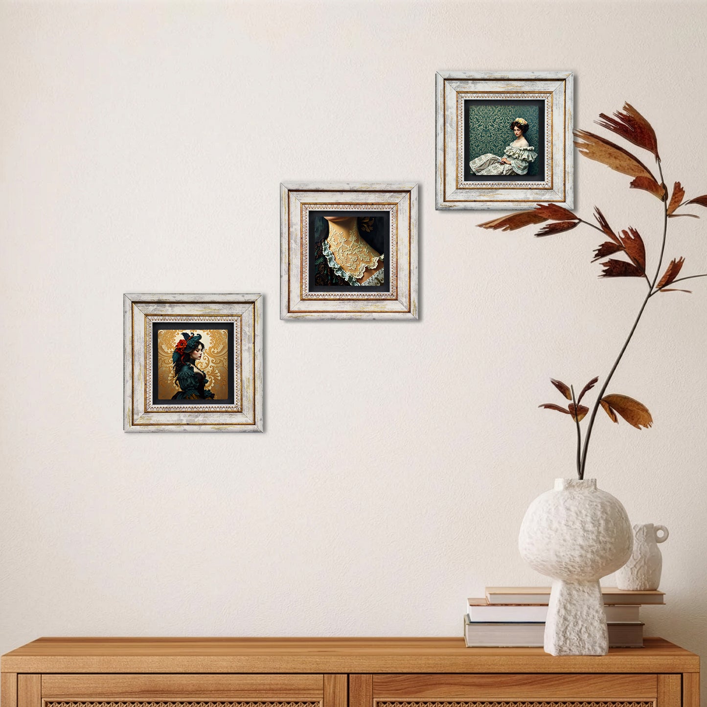 Victorian Era Trio Vintage Framed Wall Art