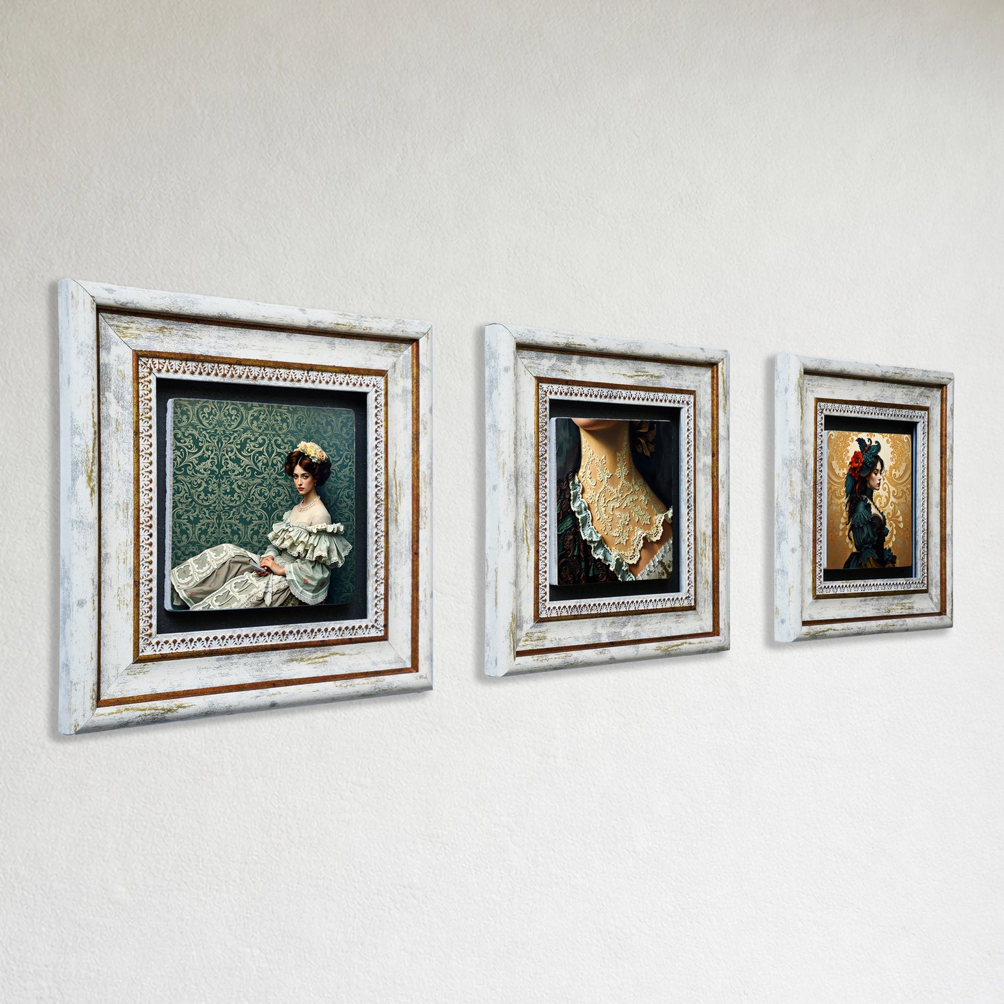 Victorian Era Trio Vintage Framed Wall Art