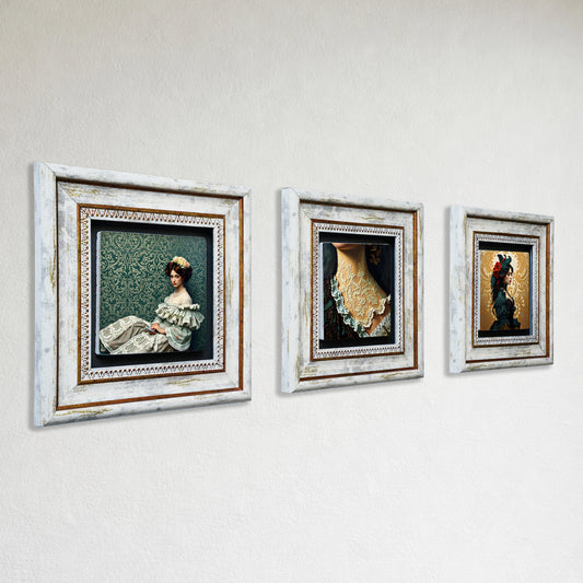 Victorian Era Trio Vintage Framed Wall Art