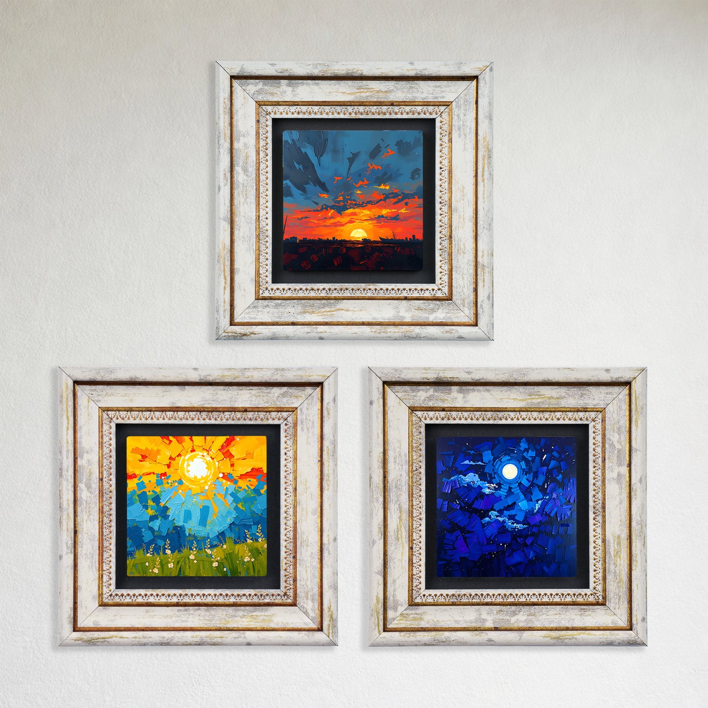 Colours of the Day Trio Vintage Framed Wall Art